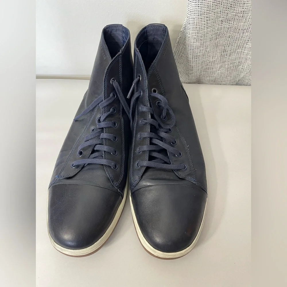 Cole Haan Men’s Grand Zero Navy Leather High Top Shoes Lace Up casual Size 13